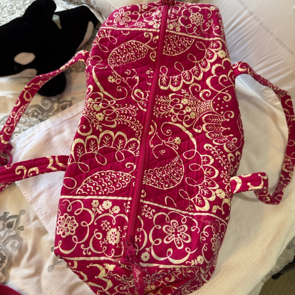 Vera Bradley Large Duffel Bag in Twirly Bird Pink
